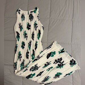 Banana Republic White and Green Floral Maxi Dress
